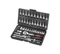SteelMule Kit d'outils 46 pièces | Cliquet 1/4" 72T + 13 douilles + embouts Torx Hex, Phillips | Mallette compacte | Acier Cr-V | Idéal pour automobile, vélo et bricolage