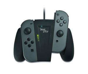 Steelplay - Chargeur Joycon Switch, Chargeur de Contrôleur avec Batterie, Grip chargeur pour Joycon de la console Nintendo Switch - Noir