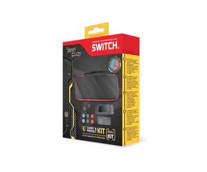 Steelplay Kit Transport & Protection Nintendo Switch JVASWI00007 : Housse Nylon, Protections Joy-Con, Écran, Grips Joystick, Boîtier Cartes de Jeu