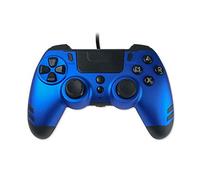 Steelplay, Metaltech, manette de jeu filaire, gamepad avec double système de vibration, sortie casque audio (jack), compatible avec PS4, compatible avec PS3 et compatible avec PC - Bleue