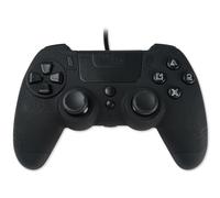 Steelplay, Metaltech, manette de jeu filaire, gamepad avec double système de vibration, sortie casque audio (jack), compatible avec PS4, compatible avec PS3 et compatible avec PC - Noire