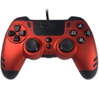 Steelplay, Slimpack, Manette de Jeu Filaire, Gamepad avec Double système de Vibration, Sortie Casque Audio (Jack), Compatible avec PS4, Compatible avec PS3 et Compatible avec PC - Rouge