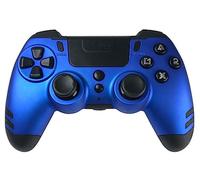 Steelplay Slimpack - Manette sans Fil 2,4 GHz, Compatible PS4/PS3/PC, Double Retour de Vibration, 4 palettes arrière programmables, Ergonomique et Confortable - Bleu