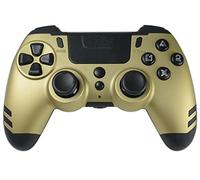 Steelplay Slimpack - Manette sans Fil 2,4 GHz, Compatible PS4/PS3/PC, Double Retour de Vibration, 4 palettes arrière programmables, Ergonomique et Confortable - Or