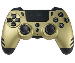 Steelplay Slimpack - Manette sans Fil 2,4 GHz, Compatible PS4/PS3/PC, Double Retour de Vibration, 4 palettes arrière programmables, Ergonomique et Confortable - Or
