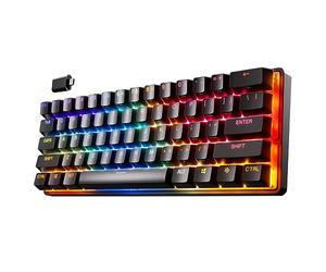 SteelSeries Apex Pro Mini Wireless clavier gaming HyperMagnetic - Format compact 60% - Actionnement ajustable - RGB - Touches PBT - Bluetooth - 2.4 GHz - USB-C - Allemand QWERTZ