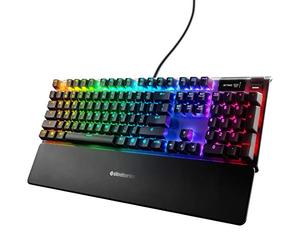SteelSeries Clavier de jeu mécanique Apex 7 - Écran intelligent OLED - Passthrough USB et contrôle multimédia - Linear and Quiet - Backlit RGB (commutateur rouge)