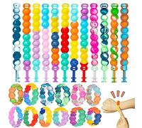 Steemjoey 24 Pièces Bracelet Pop It Pop it Push Bubbles Fidget Sensory Toys Multicolore Pack Bracelet Push Bubble Jouets pour Enfants Adultes