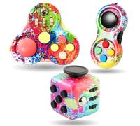 Steemjoey 3Pcs Fidget Toy Cube Anti Stress Jouet, Fidget Pad, Manette de Jeu Portable-Réducteur de Stress, Gadget Sensoriels Cadeau Cube de Stress pour Enfants Adultes (Couleur)