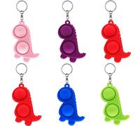 Steemjoey 6PCS Mini Pop Push It Fidget Jouet Porte-clés, Silicone Squeeze Pop Bubble Fidget Bulk Jouets Sensoriels, Dinosaure Poppet Bubble Stress Soulagement Anxiété, Cadeaux pour Enfants Adultes