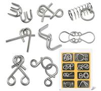Steemjoey 8 Pièces Casse Tete Metallique, Métal Brain Teaser Puzzle, Jeux Casse Tête Metal IQ Test Disentanglement Puzzles Jeu Educatif Logic Jeu Magic Toy Cadeau pour Adultes et Enfants