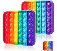 Steemjoey Pop It Fidget Toys, Popit Push Bubble Poppers Silicone de Première Qualité Couleur Arc en Ciel Jouet, Educatifs Maths Manette Jouet Anti-anxiété pour Enfant et Adulte [Au Hasard]