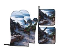 Steep Mountain Road Kit de cuisson durable avec gants de four et maniques étanches et résistants à la chaleur