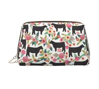 Steer Trousse de beauté à imprimé floral, grand support de maquillage avec protection en éponge intégrée pour la maison et les voyages, doré, One Size