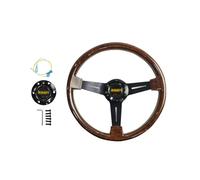 Steering Wheel Volant en Bois 15 Pouces 380MM Vintage Support en Alliage Accessoire Auto Universel Classic Style Compatible