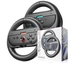 Steering Wheels for Nintendo Switch 2 2025 JoyCons, Racing Wheels for NS2 Mario Kart World/ 8 Deluxe with Anti-Slip Grip (Black)