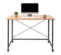 Steeviuzj Bureau pliable avec 4 roulettes - Charge maximale : 100 kg - En bois - Pour salon, bureau à domicile, bureau - 94,5 x 42,3 x 75 cm - Couleur teck et noir