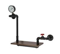 Steeviuzj Étagère murale industrielle, étagère flottante industrielle avec compteur et robinet, étagères décoratives rétro en bois pour salon, bureau, chambre à coucher, 40 x 20 x 57 cm, noir