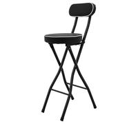 Steeviuzj Lot de 2 tabourets de bar pliables, tabourets de bar portables avec dossier, chaise de bar rembourrée, jusqu'à 125 kg, pour bar, cuisine, balcon, jardin, hauteur d'assise 65 cm (noir)