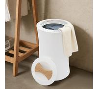 Steeviuzj Sèche-serviettes électrique 20 l - Style seau - Chauffe-serviettes avec écran tactile - Blanc - 3 niveaux de température - Fonction minuterie - 33,5 x 33,5 x 51 cm - Pour la maison, le salon