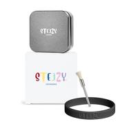 STEEZY® Pocket Grinder | Herb Grinder | carré | Système de prise et de rail | Alliage d'aluminium fraisé CNC | Broyeur monolithique | 55mm | 2 parties (Cool Gray)