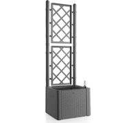 STEFANPLAST - Bac a fleur deluxe - carre avec treillis stone gris - 43x43xh142cm