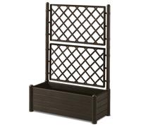 STEFANPLAST Bac a fleurs rectangulaire avec treillis - Finition en bois - 100 x 43 x H 142 cm - 80 L - Moka
