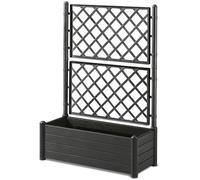 STEFANPLAST Bac à fleur/Jardinière avec treillis - ITALIA FLOWER BOX - Finition effet bois - 100x43xH142 cm - 80 L - Anthracite