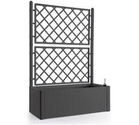 STEFANPLAST Bac a fleurs rectangulaire Natural Deluxe avec treillis - 100 x 43 x H 142 cm - 90 + 6.5 L dans la réserve - Anthracite