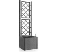 Stefanplast – Bac à fleurs Deluxe carré avec treillis 43x43xh142 cm Stone gris