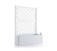 Stefanplast Bac A Fleurs Rectangulaire Natural Delux Avec Treillis - 100x43xh142cm - 90 + 6,5l Dans La Réserve - Blanc