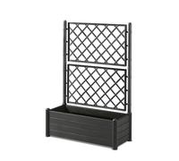 Stefanplast Bac à fleurs ITALIA FLOWER BOX avec treillis 100×43×H142 cm 80 L effet bois Anthracite
