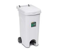 Stefanplast Bidon avec roues Urbain Eco avec pédale Blanc 38 x 51 x 80 cm