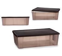 Stefanplast Boîte de Rangement 30L Elegance Chocolate 38.5 x 17 x 59.5 cm (Set de 6)