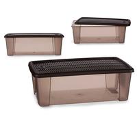 Stefanplast Boîte de Rangement 5L Elegance Chocolate 19.5x11.5x33 cm Plastique (Set de 12)
