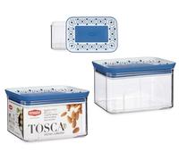 Stefanplast Boîte plastique hermétique rectangulaire Tosca bleu 700 ml 10x8x15 cm (Set de 12)