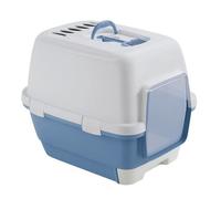 STEFANPLAST Cathy Clever & Smart 58x45x48 cm bleu avec couvercle blanc avec tiroir à litière, 98714