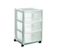 Stefanplast Commode Libre 3 tiroirs, Blanc, Dimensions extérieures 36 x 38 cm, intérieur 32 x 35 cm.