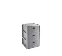 Stefanplast Elegance Commode en rotin 3 tiroirs, Gris, 39 x 37 x 60 cm