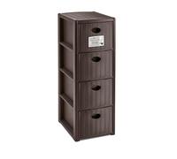 Stefanplast Commode Elegance Slim, 4 tiroirs, polypropylène, couleur moka, 40 x 37 x 80 cm
