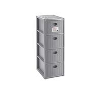 Stefanplast Elegance Commode Slim rotin 4 tiroirs, Gris, 29 x 37 x 80 cm