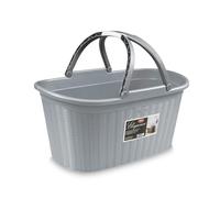 Stefanplast Elegance Rattan Basket with Handle, Grey, 58 x 37 x 29 cm, 1 product unit