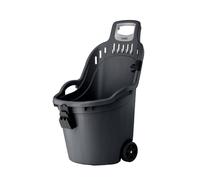 Stefanplast Helpy Cart - Brouette Multifonction - Gris - 50L - 25kg - Plastique et Fer - 2 Roues Pivotantes - Butée à Balai, Porte-Outils, Poignées Latérales - Jardin