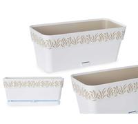 Stefanplast Jardinera Gaia Plastique 30 cm Blanc avec Réserve d'Eau 2,75 L (Set de 12)