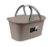 Stefanplast Panier à linge avec poignées, modèle Elegance, aspect tressé, 35 L, taupe