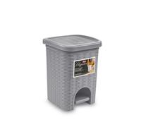 Stefanplast Poubelle Élégance Rattan 6 L 21X21X28H, Gris