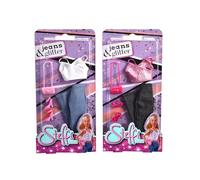 Steffi Love Jeans & Glitter, 2 Couleurs Assorties, Un Seul Article est fourni, Top pailleté avec Jeans et Accessoires de Mode, pour poupées de 29 cm, sans poupée, à partir de 3 Ans