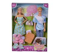 Steffi Love Picnic Fun Poupée et Votre Adorable Chien Pique-Nique avec Kevin, Panier de Pique-Nique et Couverture, 20 pièces, poupées de Jeu de 29 cm, à partir de 3 Ans
