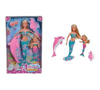 STEFFI LOVE Poupée Sirène 29cm et Dauphin + Evi poupée 12cm