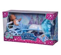 STEFFI LOVE Simba - Carrosse d'Hiver - Mini Poupée 12cm - Cheval avec Crinière et Flocons de Neige - 105733502 Bleu